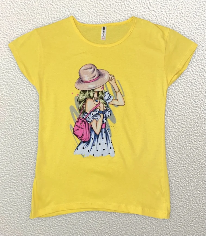 

Жіноча Футболка HAZARD Дівчина в капелюсі жовта 211223 (L (48))