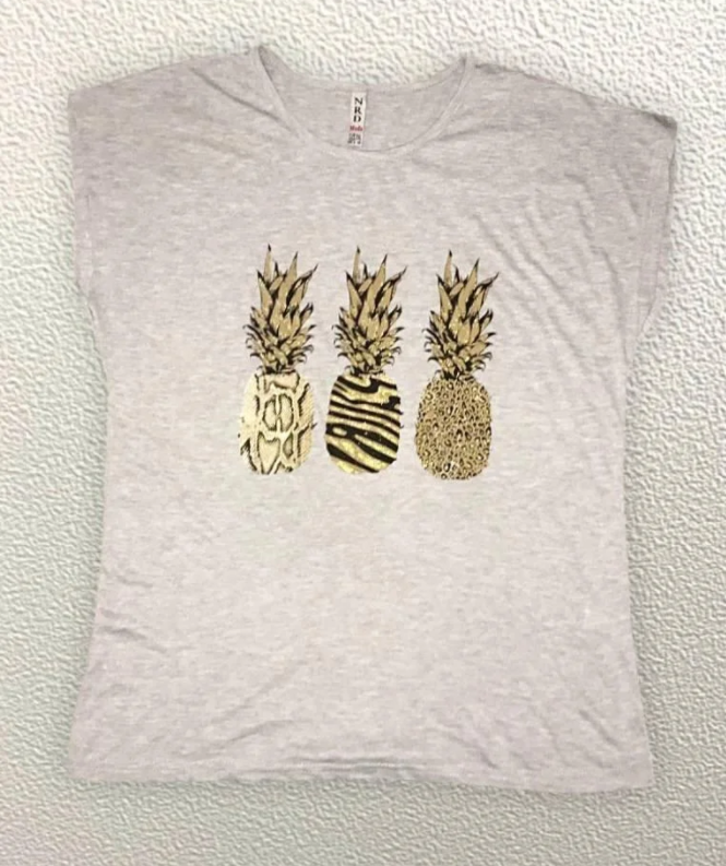 

Жіноча Футболка HAZARD Три ананаси сіра Батал 211315 (3XL (54))