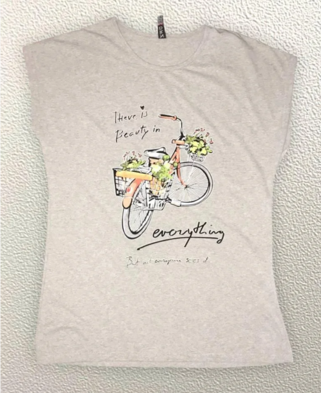 

Жіноча Футболка HAZARD Велосипед There is beauty сіра Батал 211337 (3XL (54))