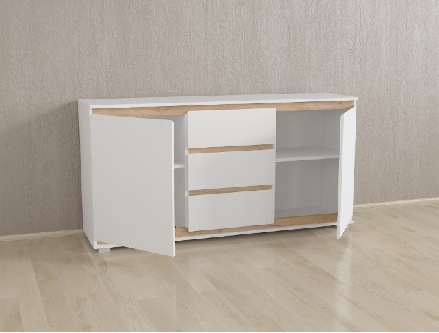 

Комод Forte Mikkel Ш 1502 / В 759 / Г 390 Белый + Дуб крафт