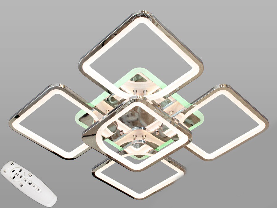 

Потолочная современная LED-люстра AlexMosh с диммером и RGB подсветкой 125w цвет хром (8)
