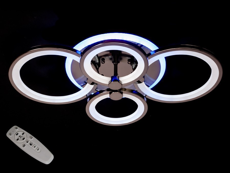 

Потолочная современная LED-люстра AlexMosh с диммером и LED подсветкой 100w цвет черных хром (7879)