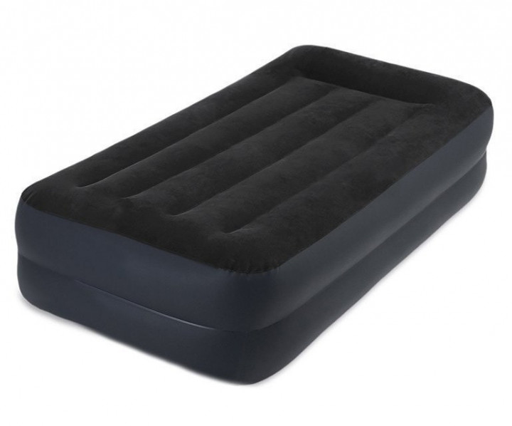 

Односпальная надувная кровать Intex 64122 Pillow Rest Raised Bed со встроенным электронасосом и сумкой для хранения 99 x 191 x 42 см Черная (RT-64122)