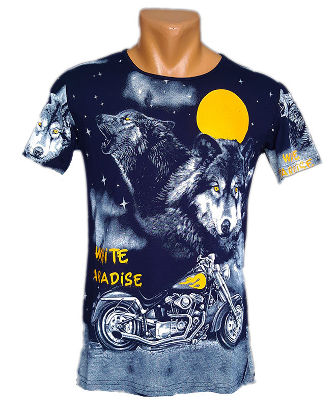

Футболка с волками White Paradise 7064  цвет темно-синий, Футболка с волками White Paradise 7064 XL цвет темно-синий