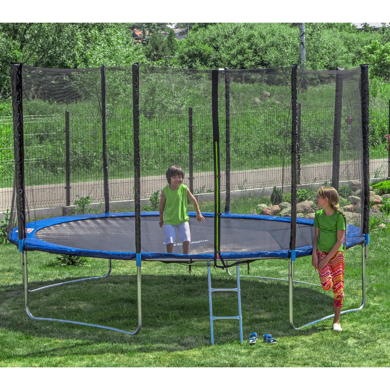 

Батут с внешней сеткой JUST JUMP 252 см + лестница, для дачи, частного дома, на улицу, до 120 кг, 2-3 ребенка