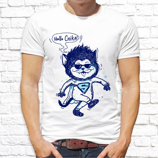 Мужская футболка Push IT с принтом Волк-супергерой 