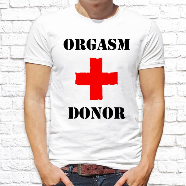 

Мужская футболка Push IT с принтом "Orgasm donor" XXL, Белый