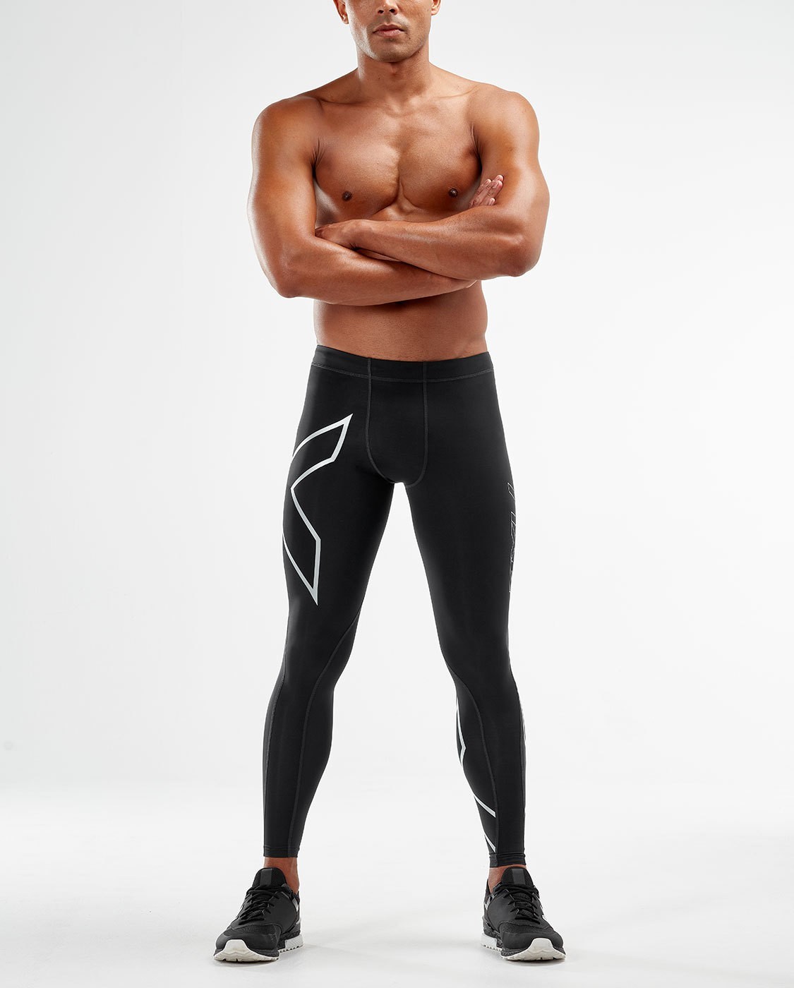 

Мужские компрессионные тайтсы 2XU, Compression Tights, XL, черный/серебристый логотип