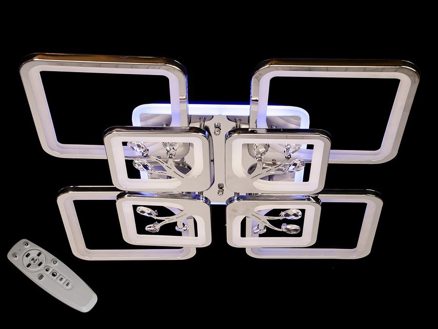

Потолочная современная LED-люстра AlexMosh с диммером и LED подсветкой 200W цвет хром (0178)