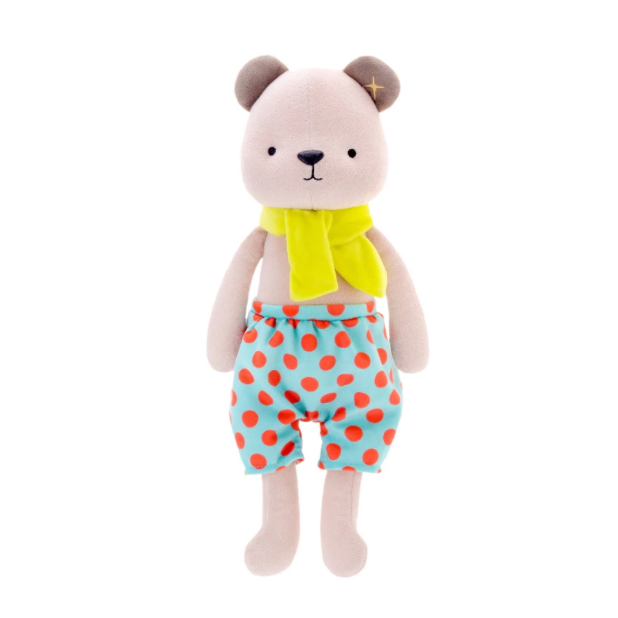 

Мягкая игрушка Metoys Медвежонок в голубых шортах 35 см Бежевый (51205)