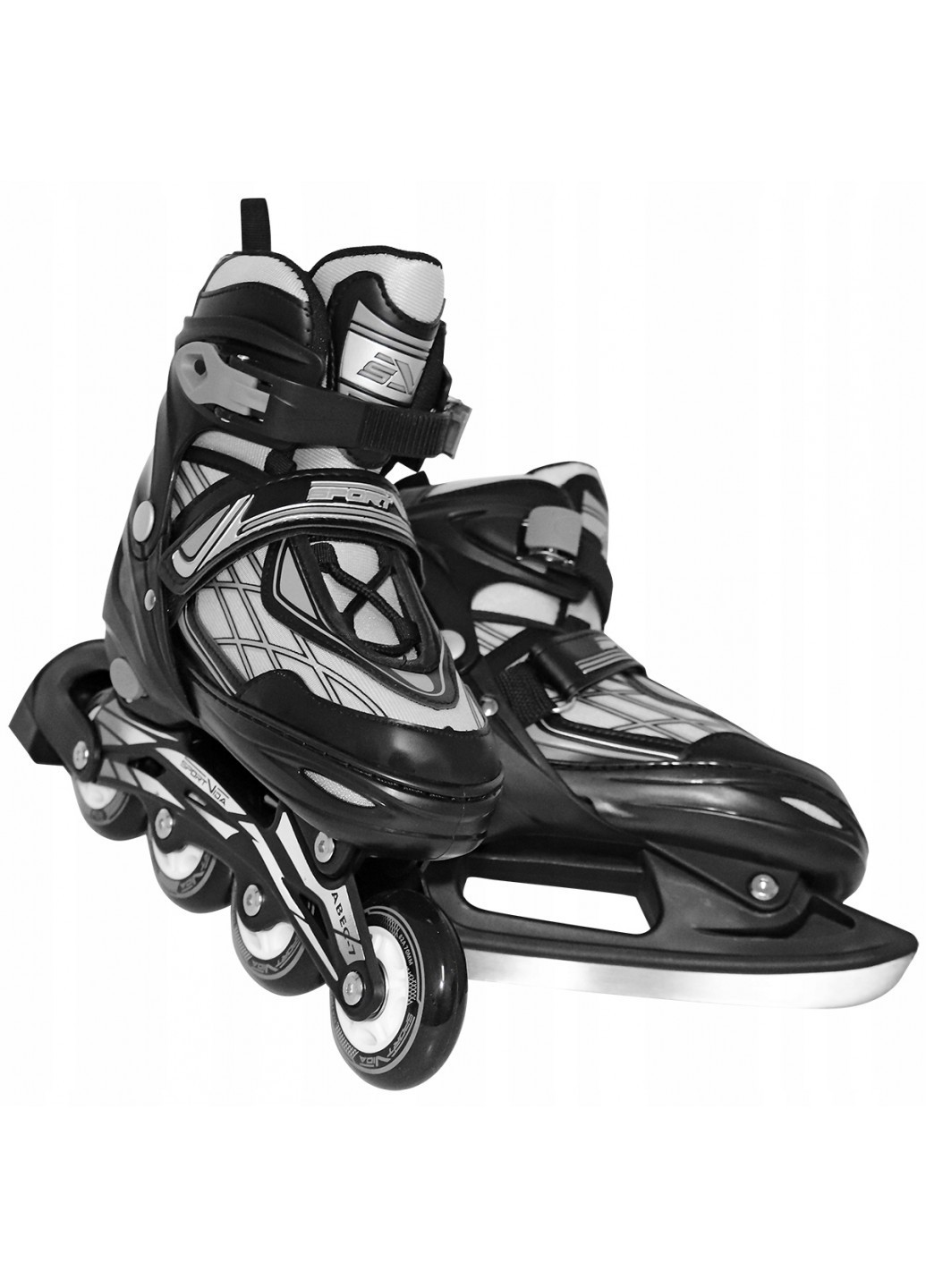 

Роликовые коньки 4 в 1 (квады,ролики,коньки) Size 35-38 Black/Grey