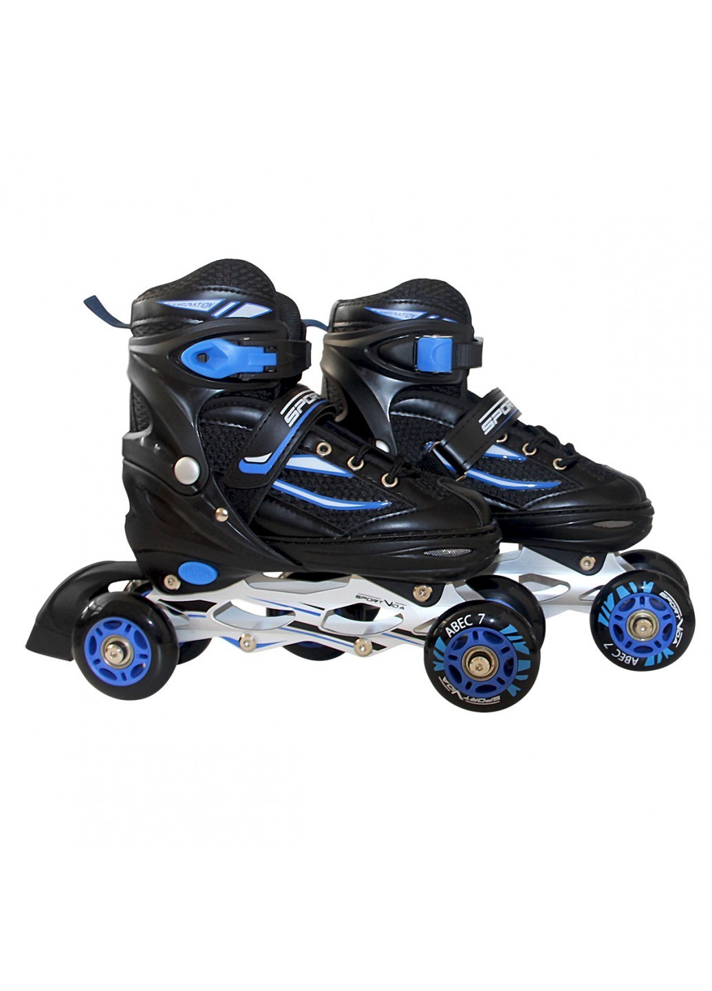 

Роликовые коньки 4 в 1 (квады,ролики,коньки) р-р 31-34 Black/Blue