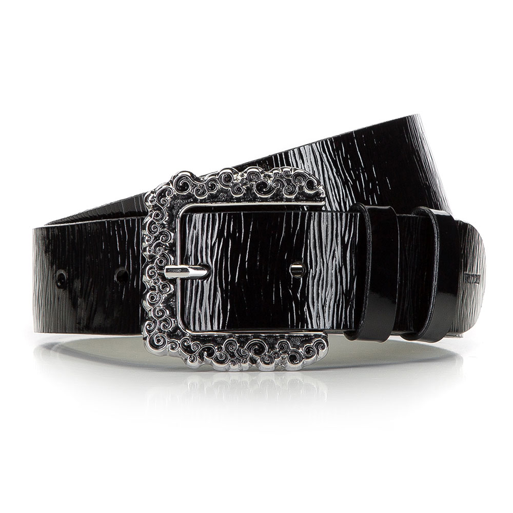 

Женский лакированный кожаный ремень с большой пряжкой 92-8D-314-1 черный, 85 см