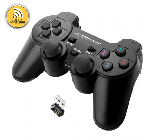 

Геймпад Esperanza Gladiator GX600, Black, беспроводной (2.4GHz), USB, вибрация, для PC/PS3 (EG108K)