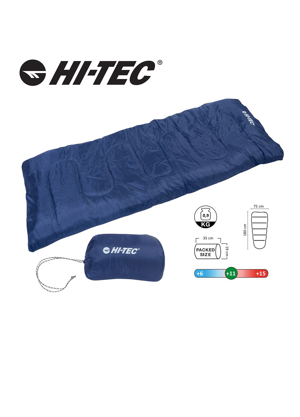 

Спальный мешок Hi-Tec Seeb 180x75см Right Zip Синий JS.710.Q1