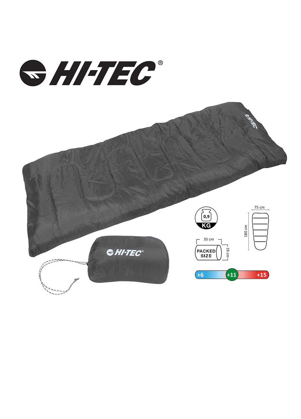 

Спальный мешок Hi-Tec Seeb 180x75см Right Zip Серый JS020.05.Q3