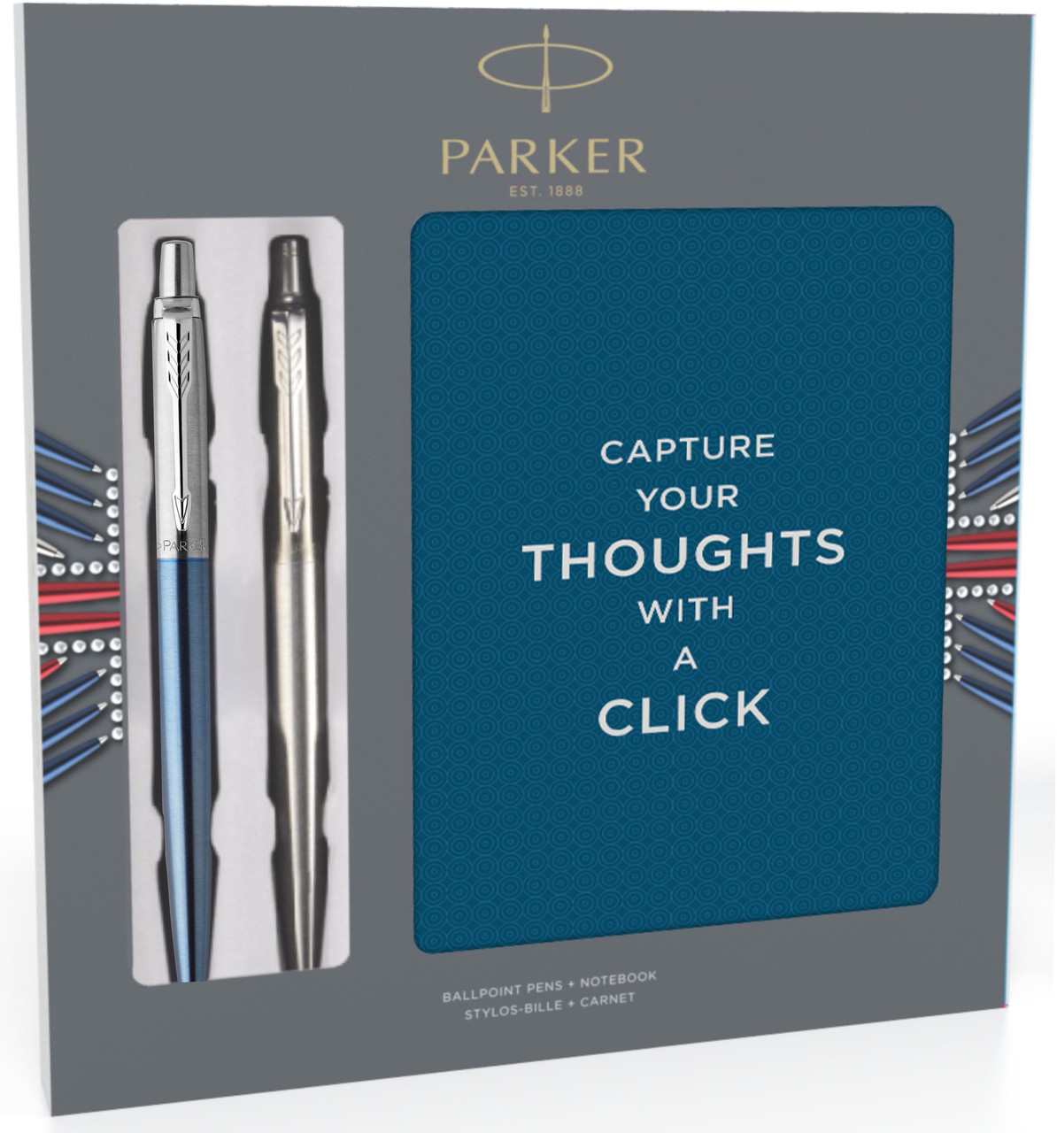 

Набор ручек Parker JOTTER 17 Waterloo Blue CT BP + SS CT BP + блокнот в подар.упаковке PXMAS18 16 972b18