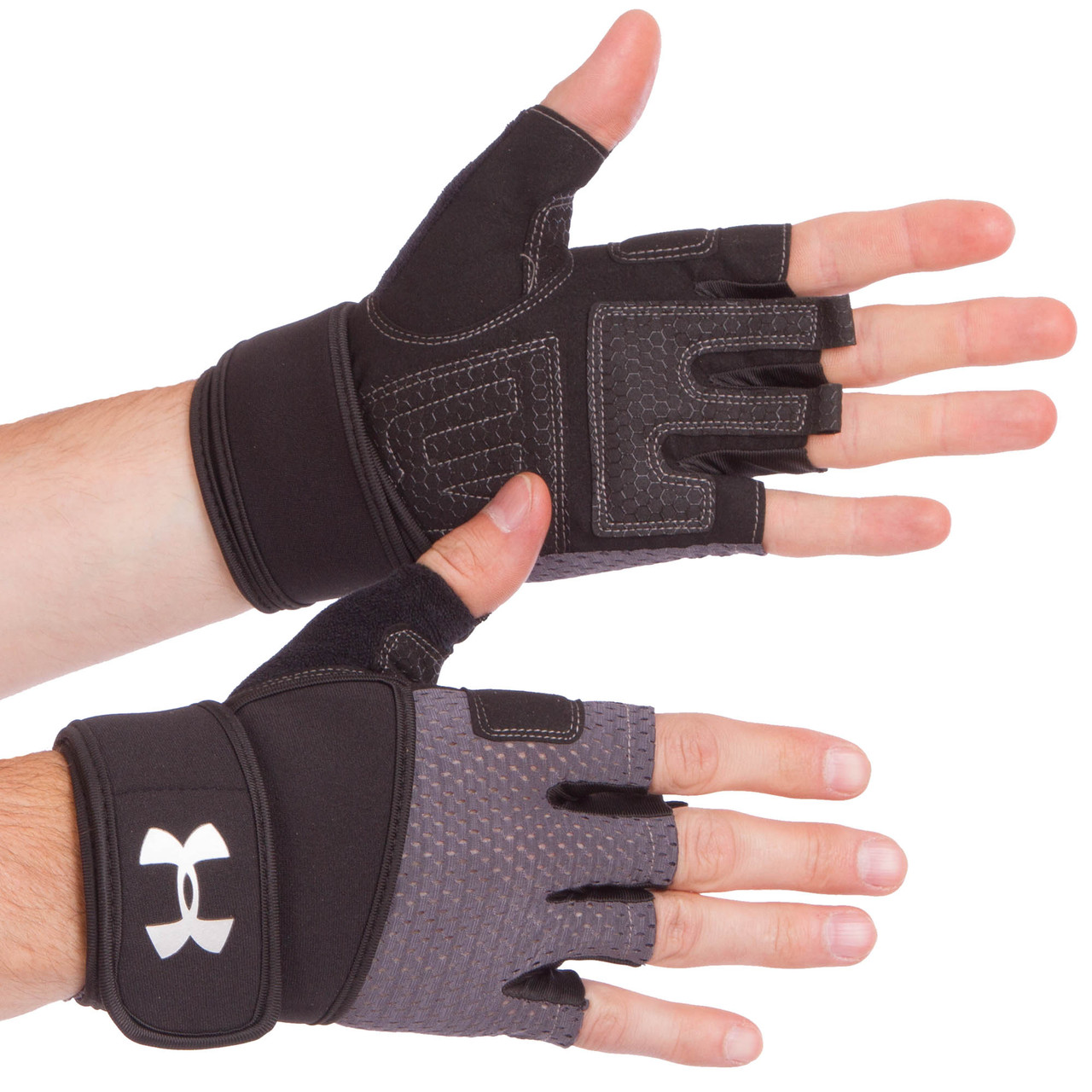 

Перчатки спортивные многоцелевые с открытыми пальцами Under 859 размер XL Black-Grey