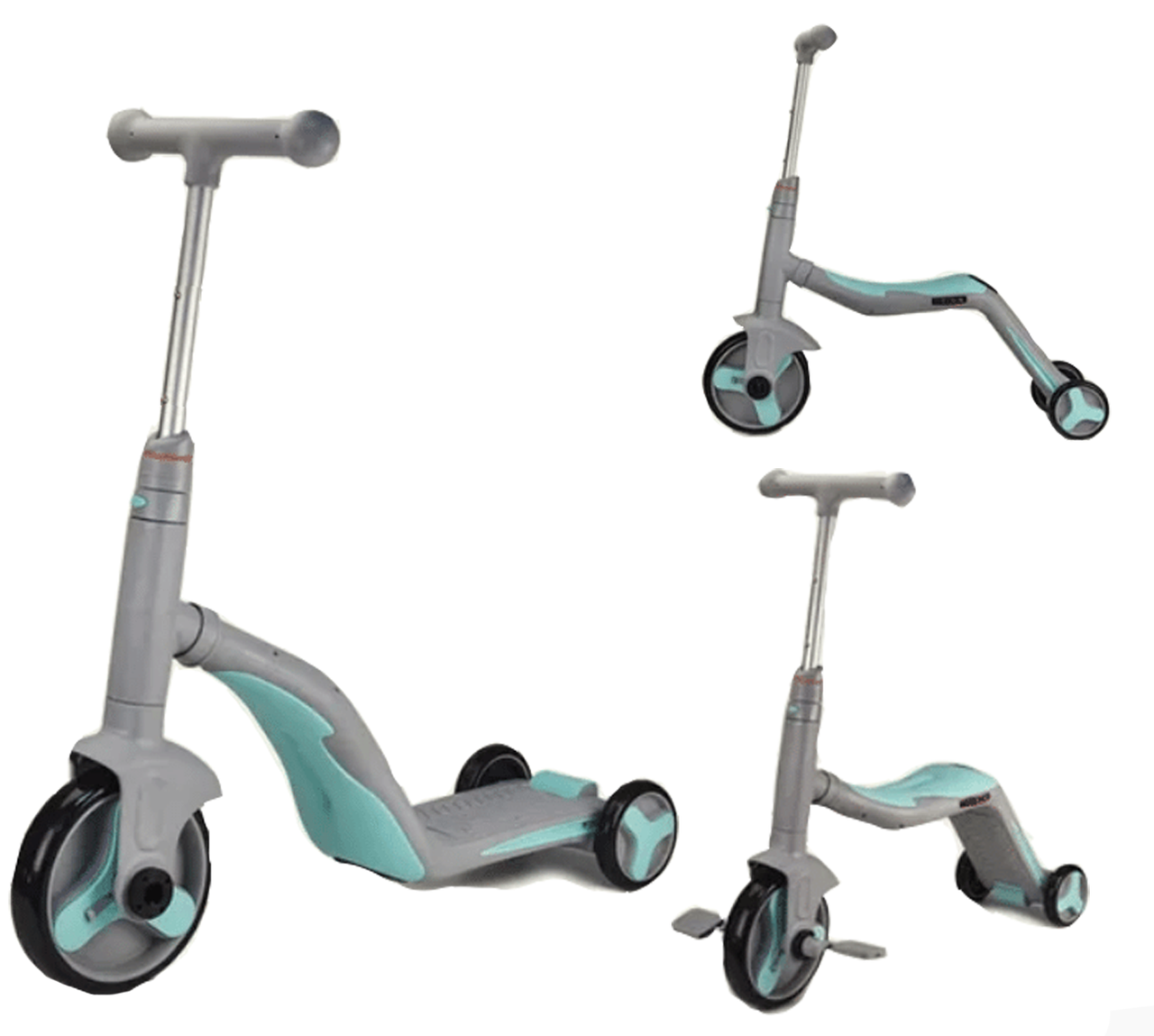 

Детский трехколесный самокат трансформер 3 в 1 Scooter FL868 Mint-Grey