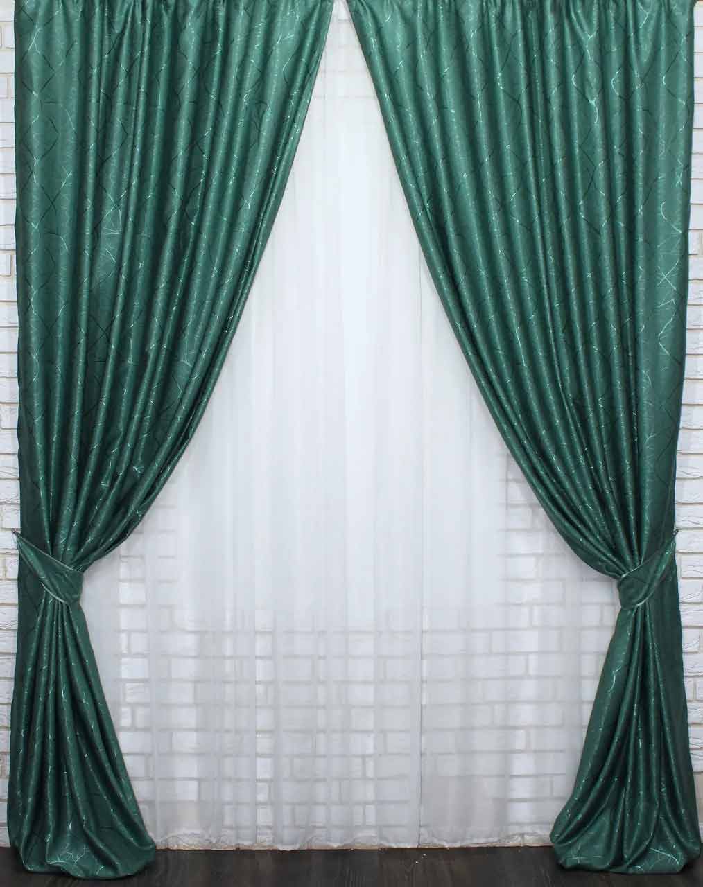 

Шторы VR-Textil Саванна, лён блэкаут рогожка, темно-зеленый, 2 шт 1,5 × 2,7 м (2256)
