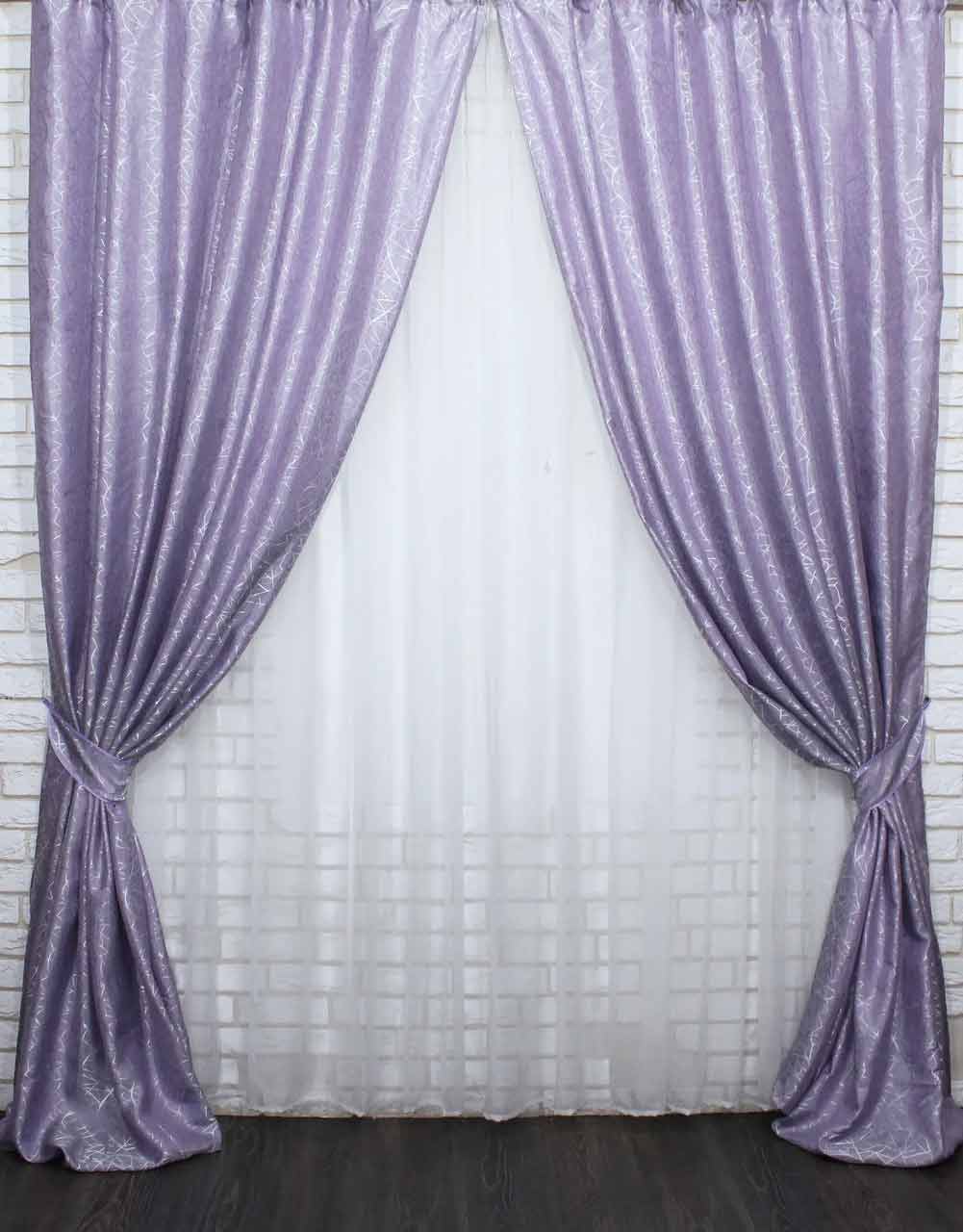 

Комплект штор VR-Textil Саванна, жаккард, сиреневый, 2 шт 1,5 × 2,7 м (2257)
