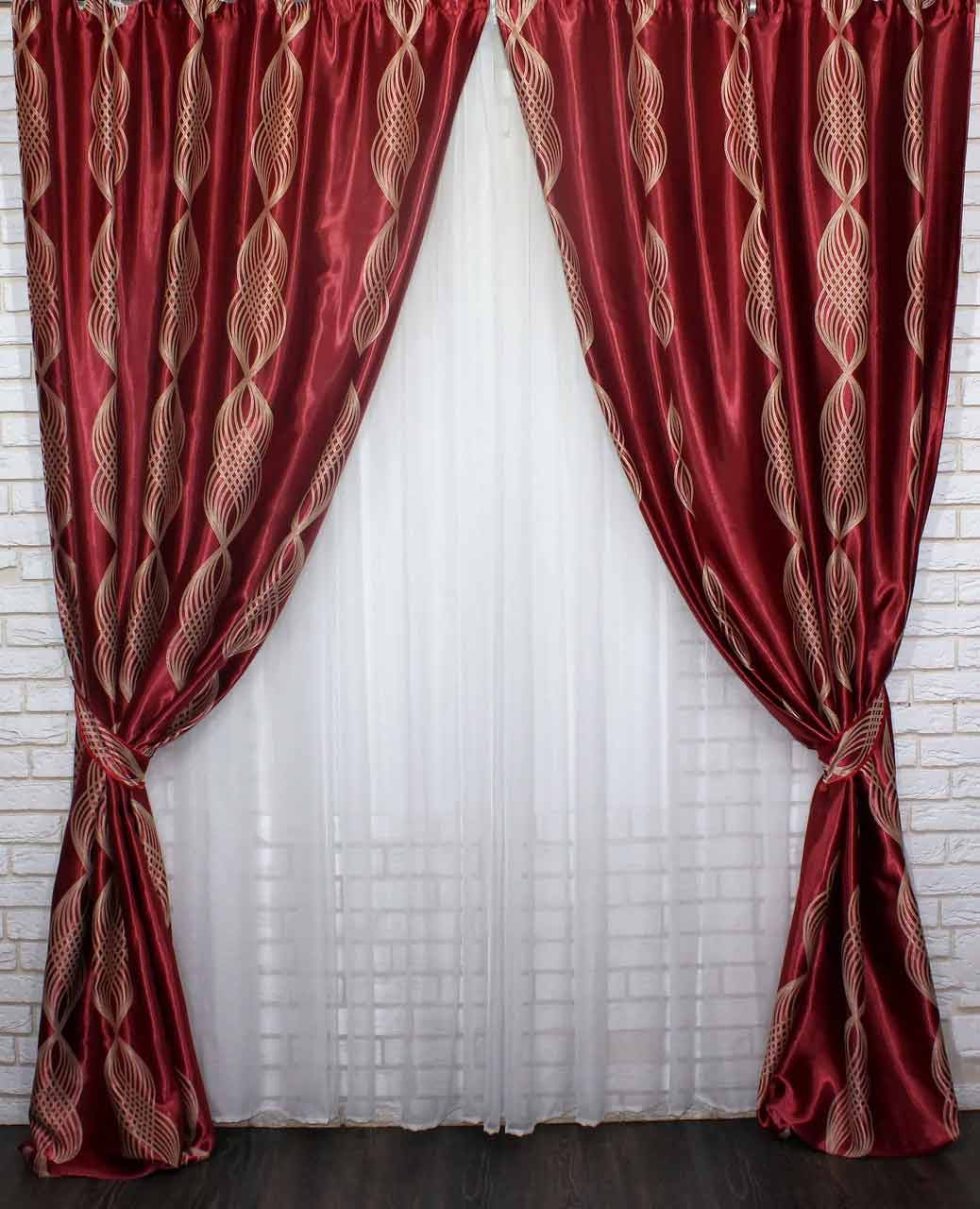 

Шторы VR-Textil ВР-текстиль светонепроницаемые красный, 2 шт 1,5 × 2,7 м (2294)