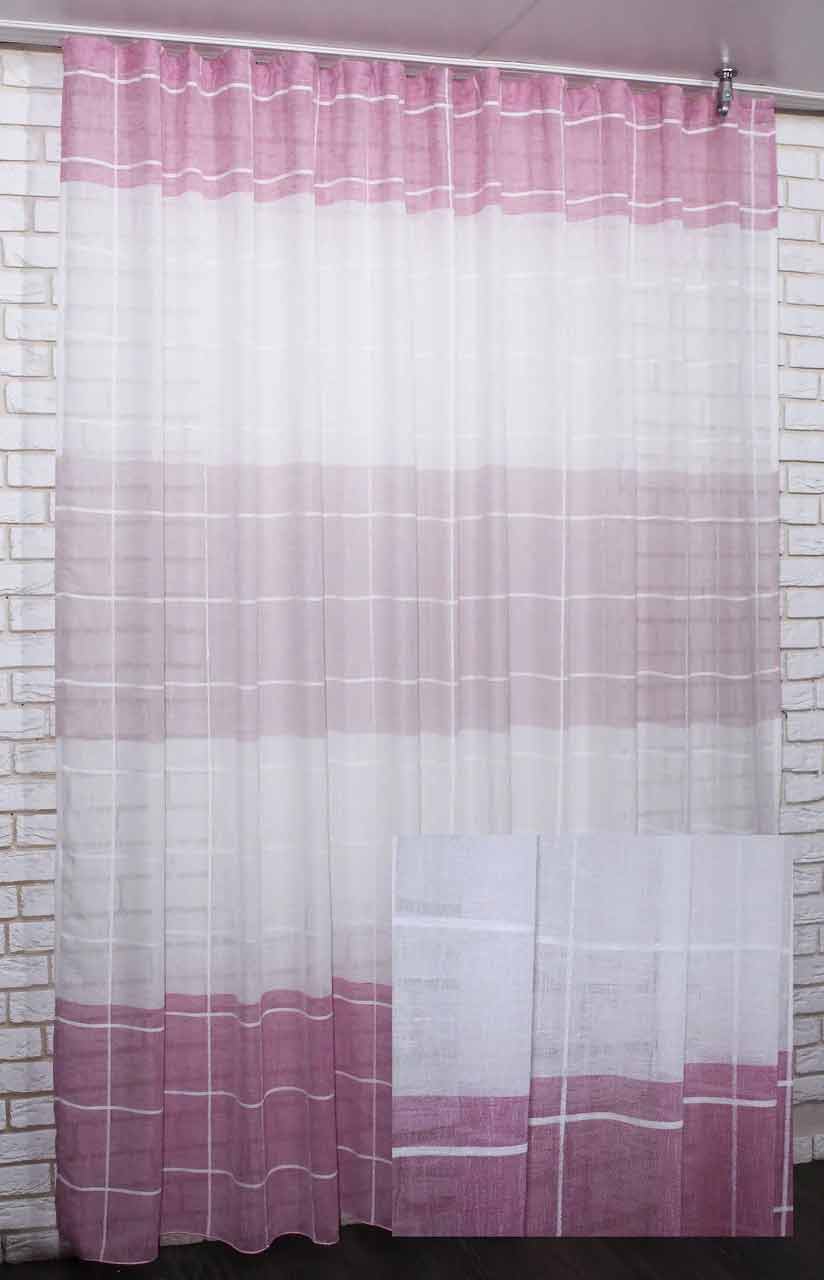 

Готовая тюль VR-Textil ВР-текстиль Париж лён, розовый с белым, 2,5 × 3 м (2313)