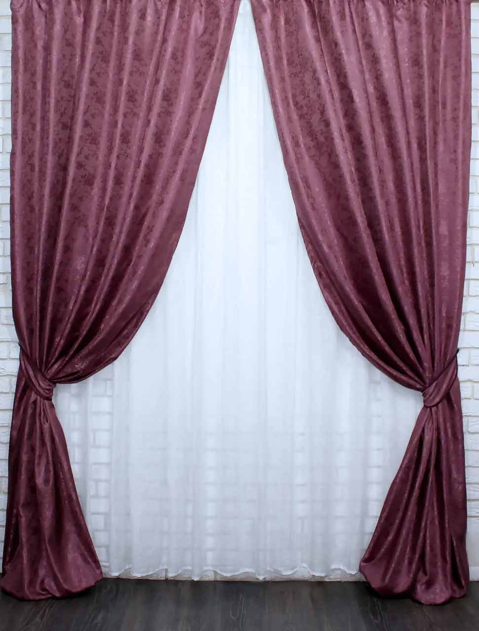 

Комплект штор VR-Textil Мрамор Al1, жаккард, марсала, 2 шт 1,5 × 2,7 м (2261)