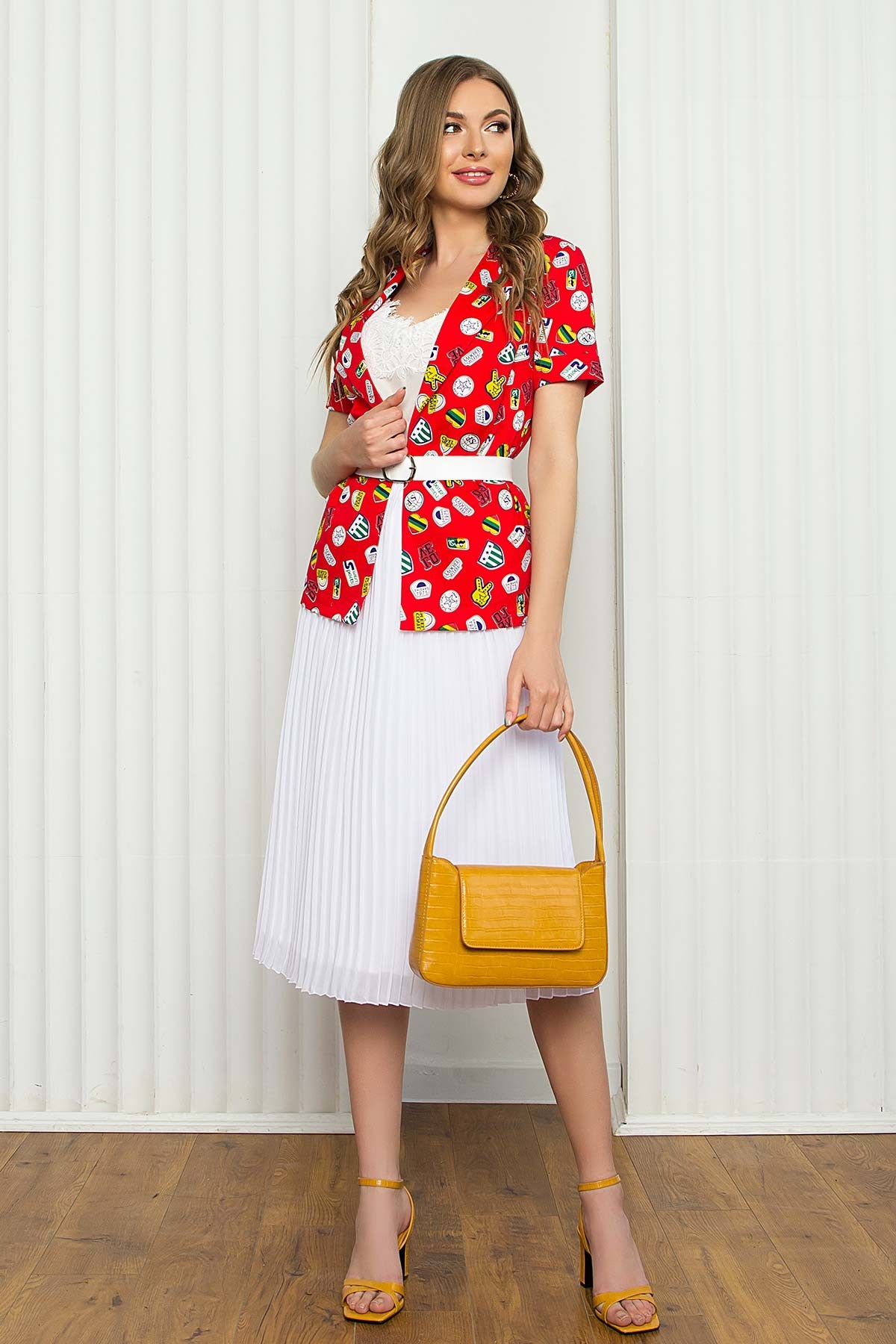 

Комплект жакет и юбка плиссе Arizzo  Красный/белый (AZ-377_3, Комплект жакет и юбка плиссе Arizzo 48 Красный/белый (AZ-377_3)