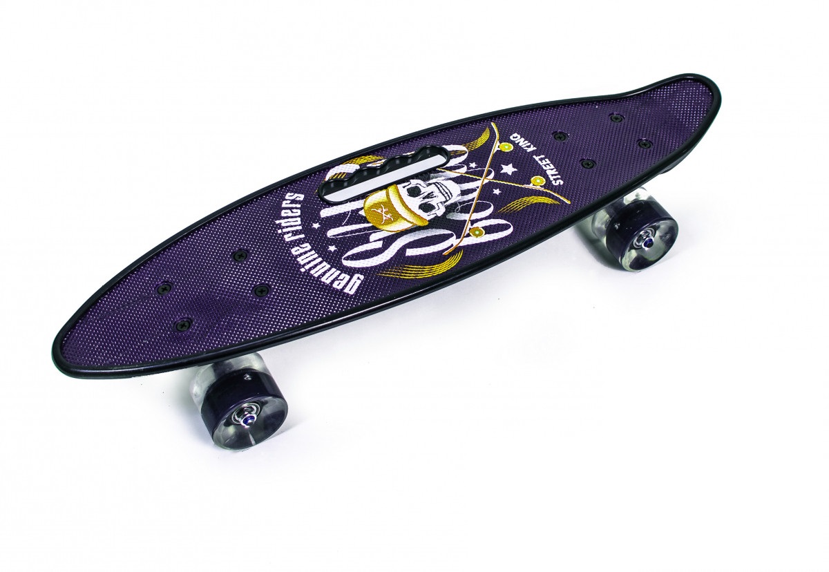 

Пенни борд (Penny Board) с ручкой и светящимися колесами, "Street King"
