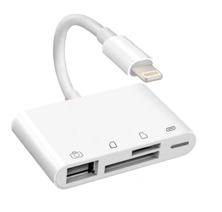 

Переходник для iPhone / iPad NK-108L 4 in 1 Lightning / TF / SD / USB, белый