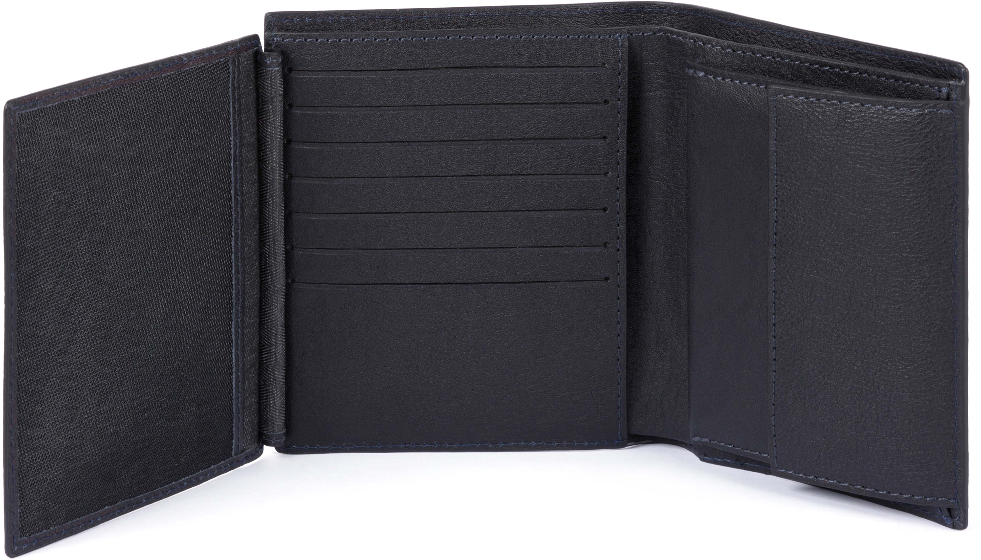 

Портмоне Piquadro BK SQUARE/Blue верт. с отдел. для монет та 14 кред.карт с RFID защитой PU4859B3R_BLU
