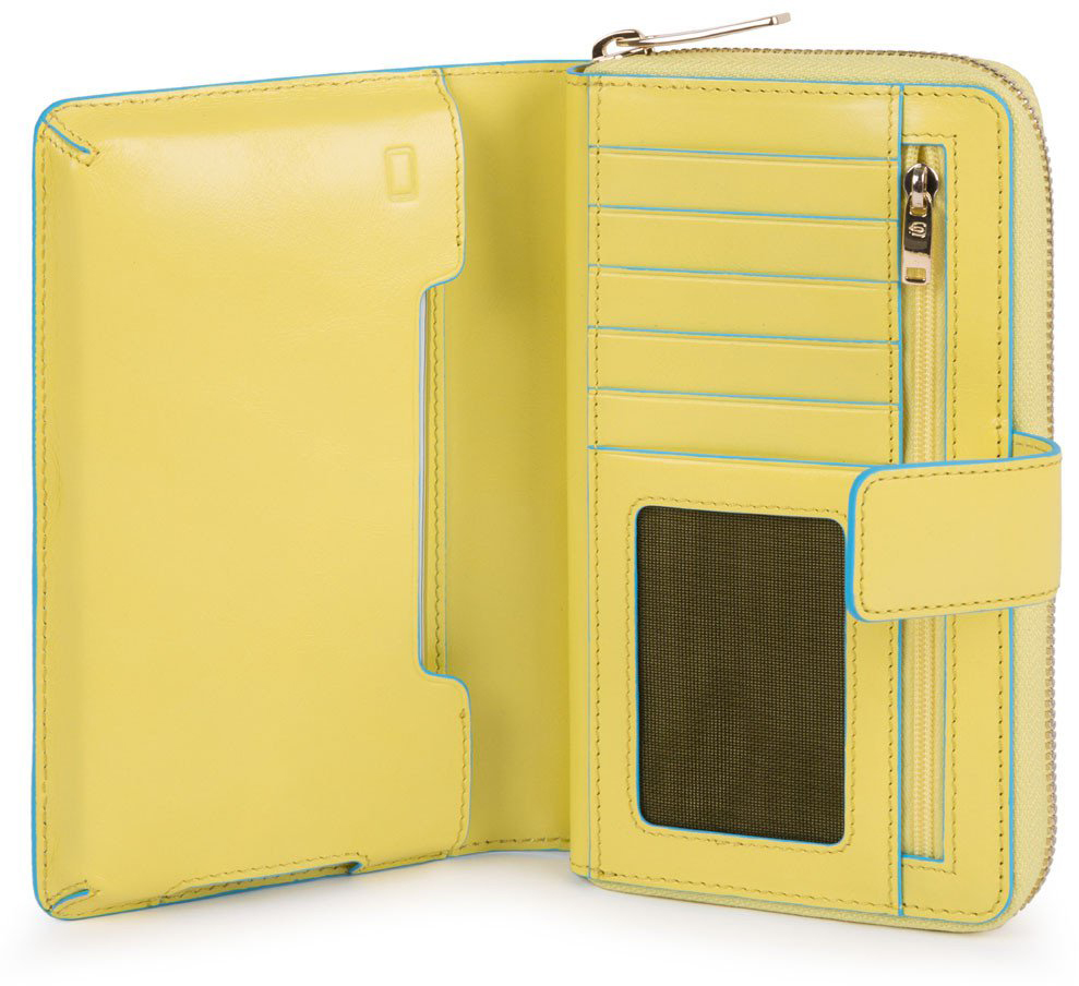 

Портмоне Piquadro BL SQUARE/L.Yellow верт. карман для монет на молнии с RFID защитой (10x17,5x3) PD1354B2R_G5
