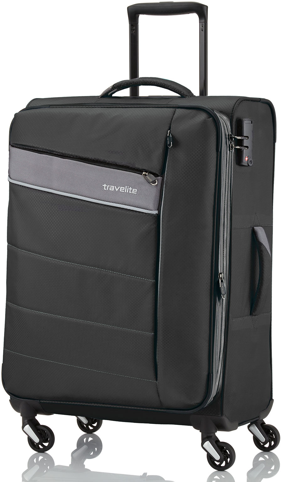 

Чемодан Travelite KITE/Black на 4 колесах M exp. (67/77л,2,5кг) (42x64x27/31см) TL089948-00