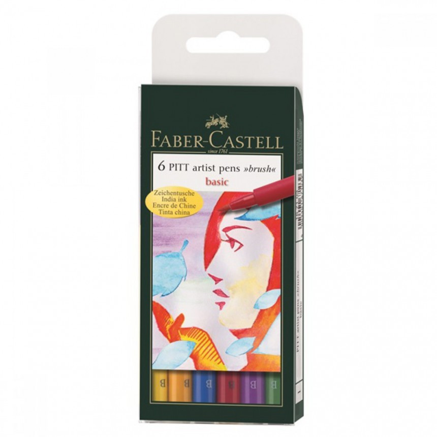 

Набор капиллярных ручек кисточек Faber-Castell PITT Artist Pens "Brush" Basic 6 штук