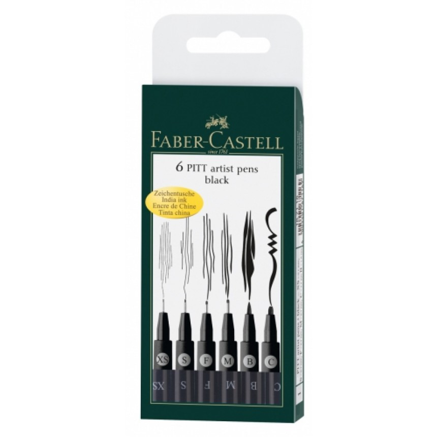 

Лайнеры Faber-Castell PITT artist pen 6 черных цвета (XS,S,F,M,B,C)