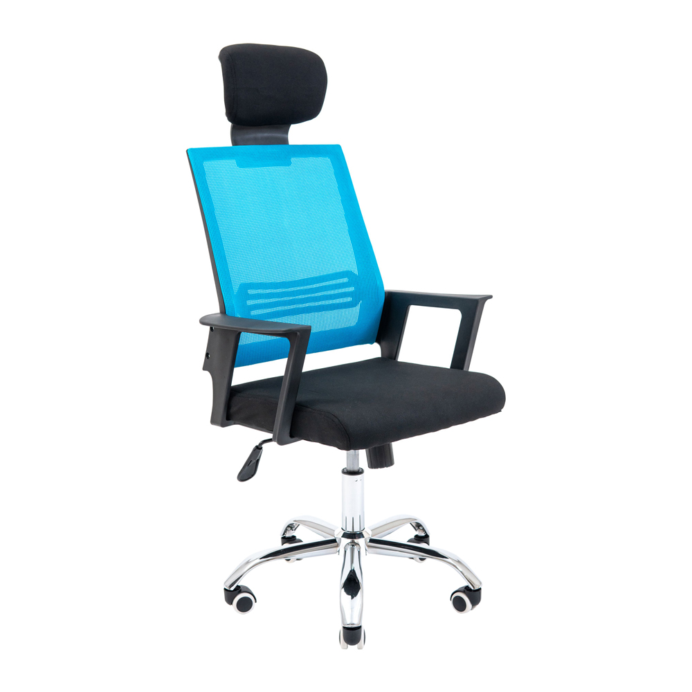 

Кресло офисное Стик механизм М1 Tilt, хромированный металл/ткань черный, сетка синий Richman