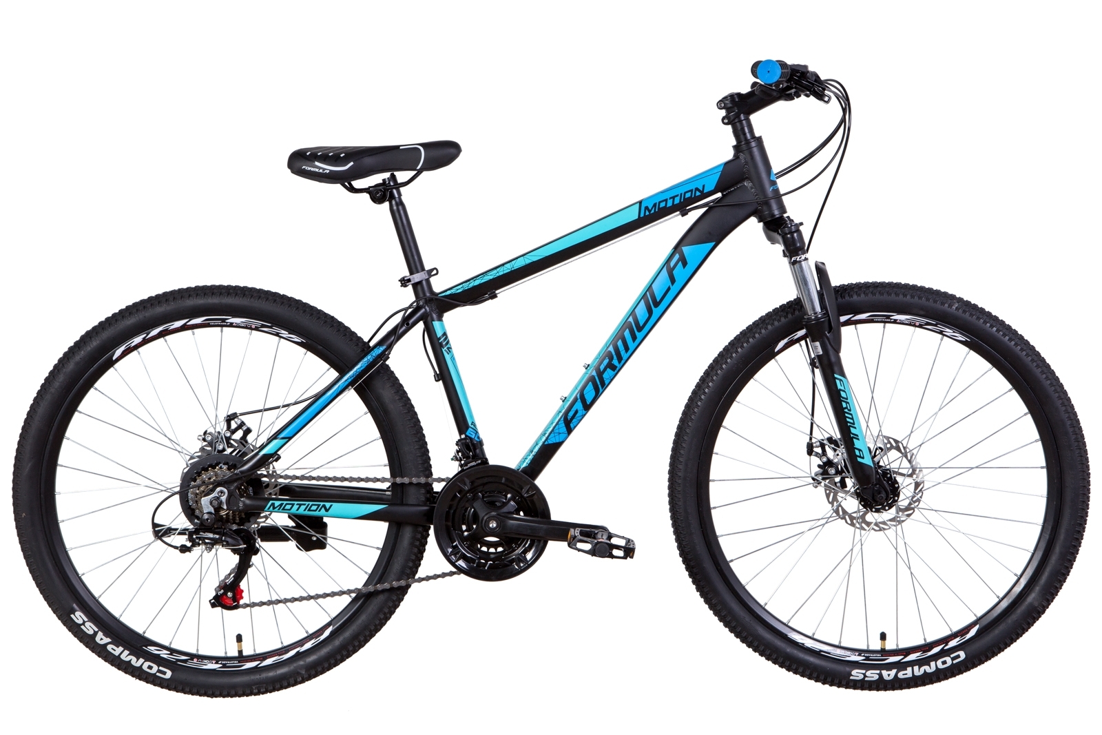 

Велосипед 26" Formula MOTION DD 13" черно-синий с голубым (м) 2021