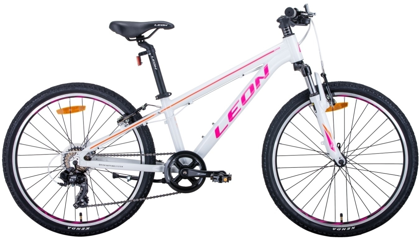 Велосипед 24" Leon JUNIOR AM 12,5" бело-малиновый с оранжевим 2020 ...