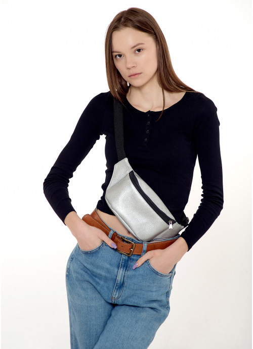 

Поясная сумка женская Sambag 31х12х5 см Серебряный
