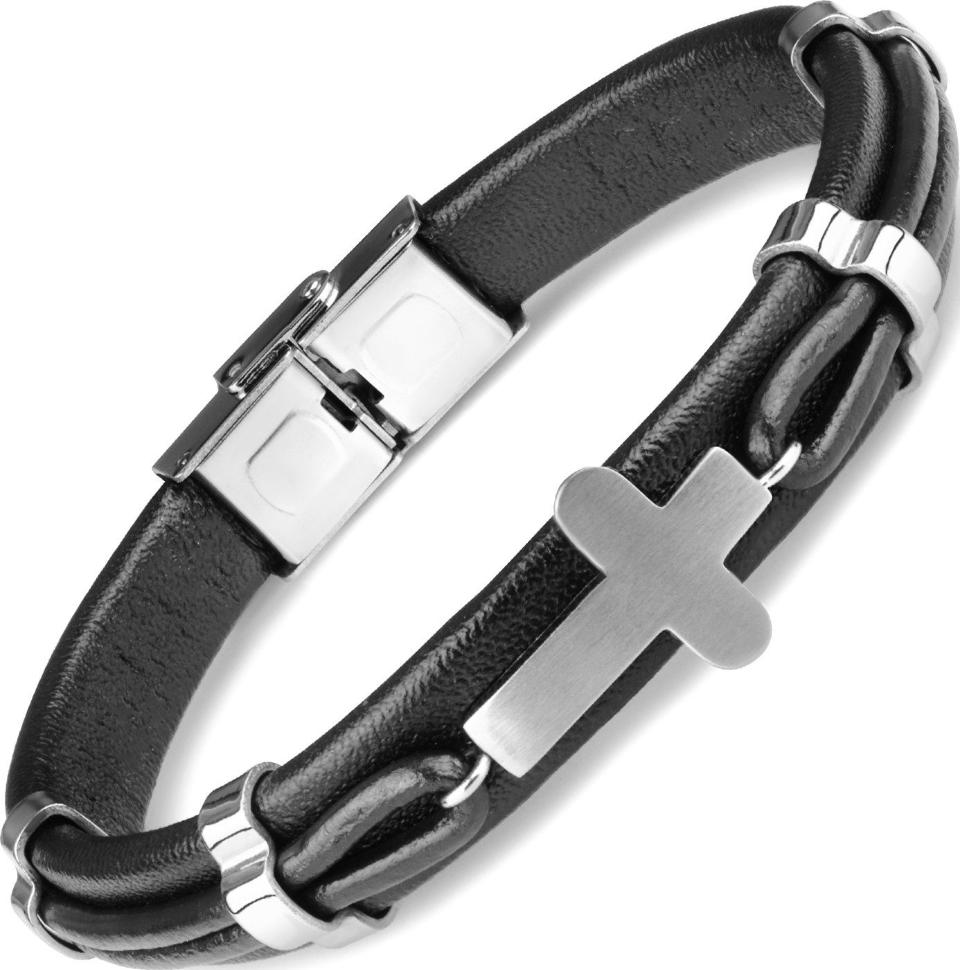 

Кожаный браслет мужской Everiot SP-MJ-1913 с крестом (С черным шнуром)