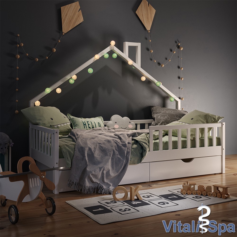 

Кровать дымоход с ящиками VitaliSpa, 90x200, белая