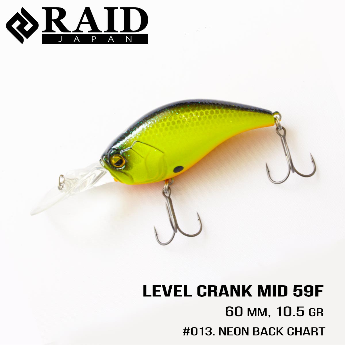 

Воблер Raid Level Crank Mid (59.5mm, 10.5g) (013 Neon Back Chart)