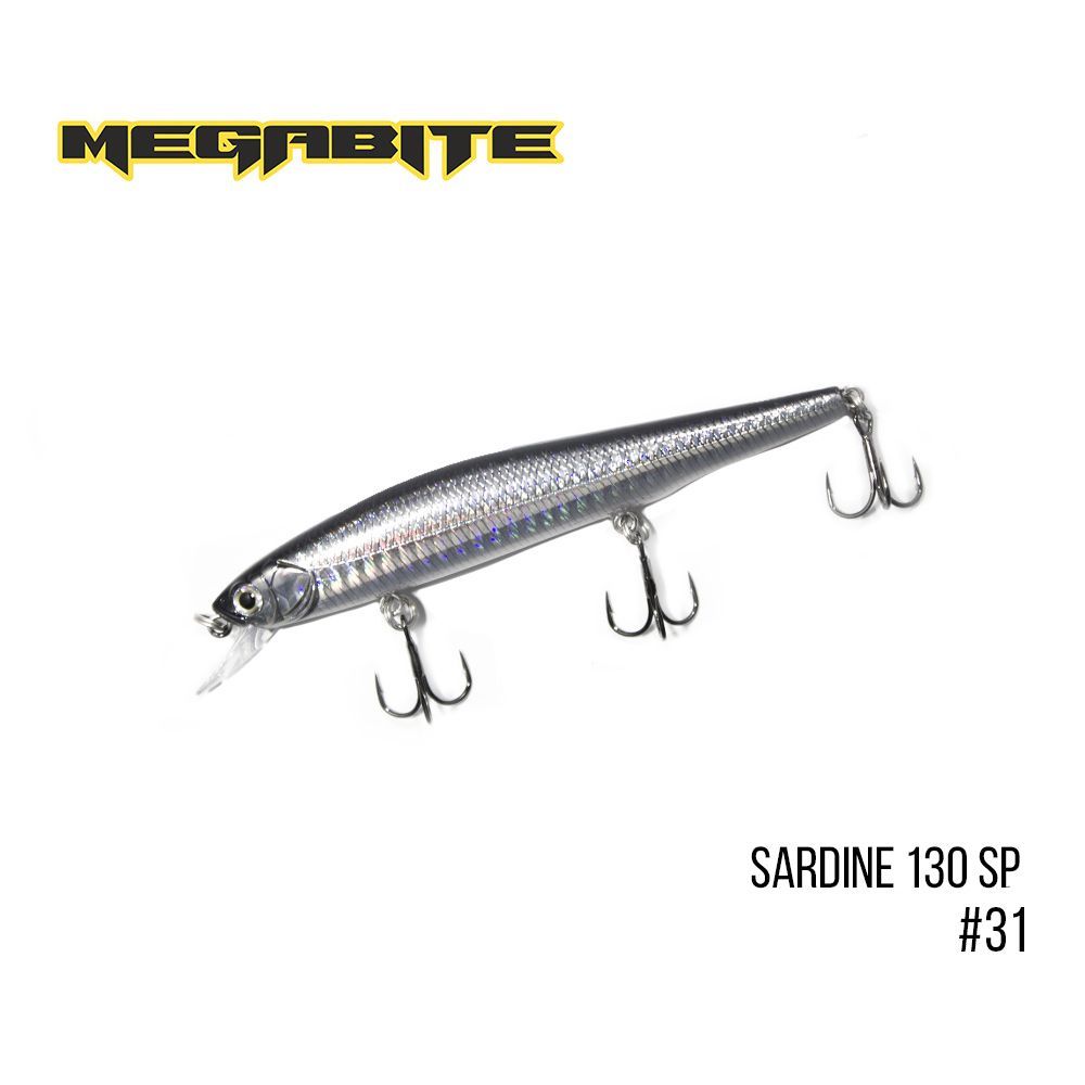 

Воблер Megabite Sardine 130SP (130 mm, 19.7 g, 1.8 m) (31)