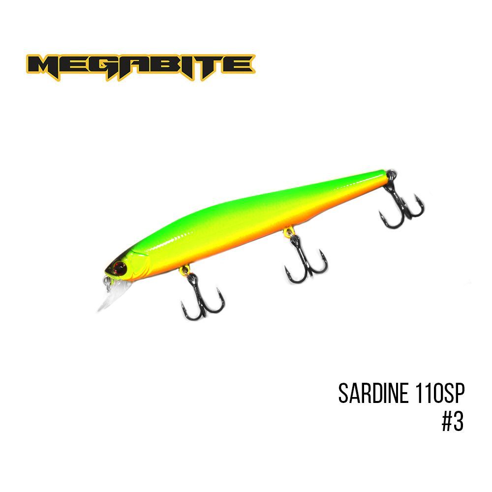 

Воблер Megabite Sardine 110SP (110 mm, 13.7 g, 1.2 m) (3)