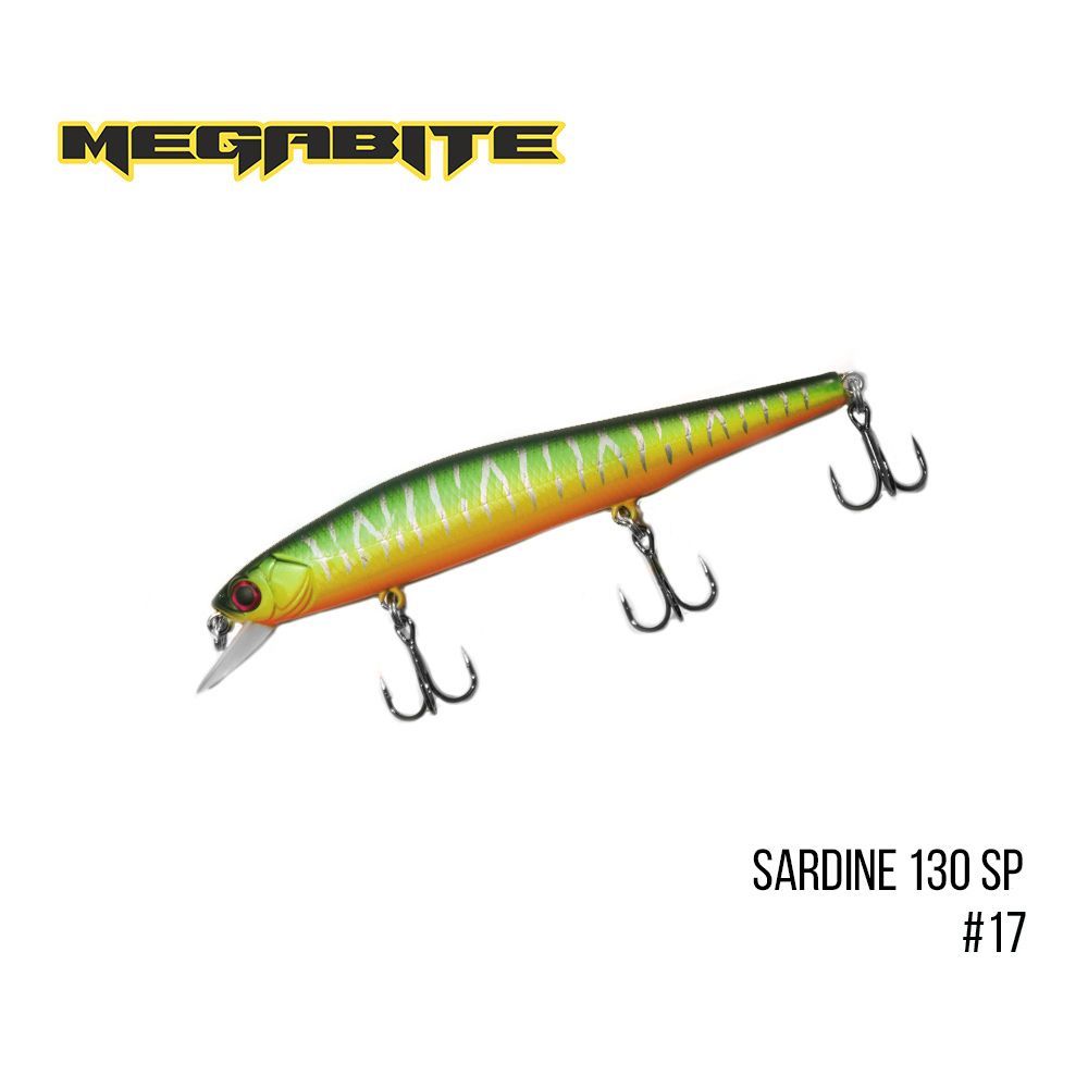 

Воблер Megabite Sardine 130SP (130 mm, 19.7 g, 1.8 m) (17)