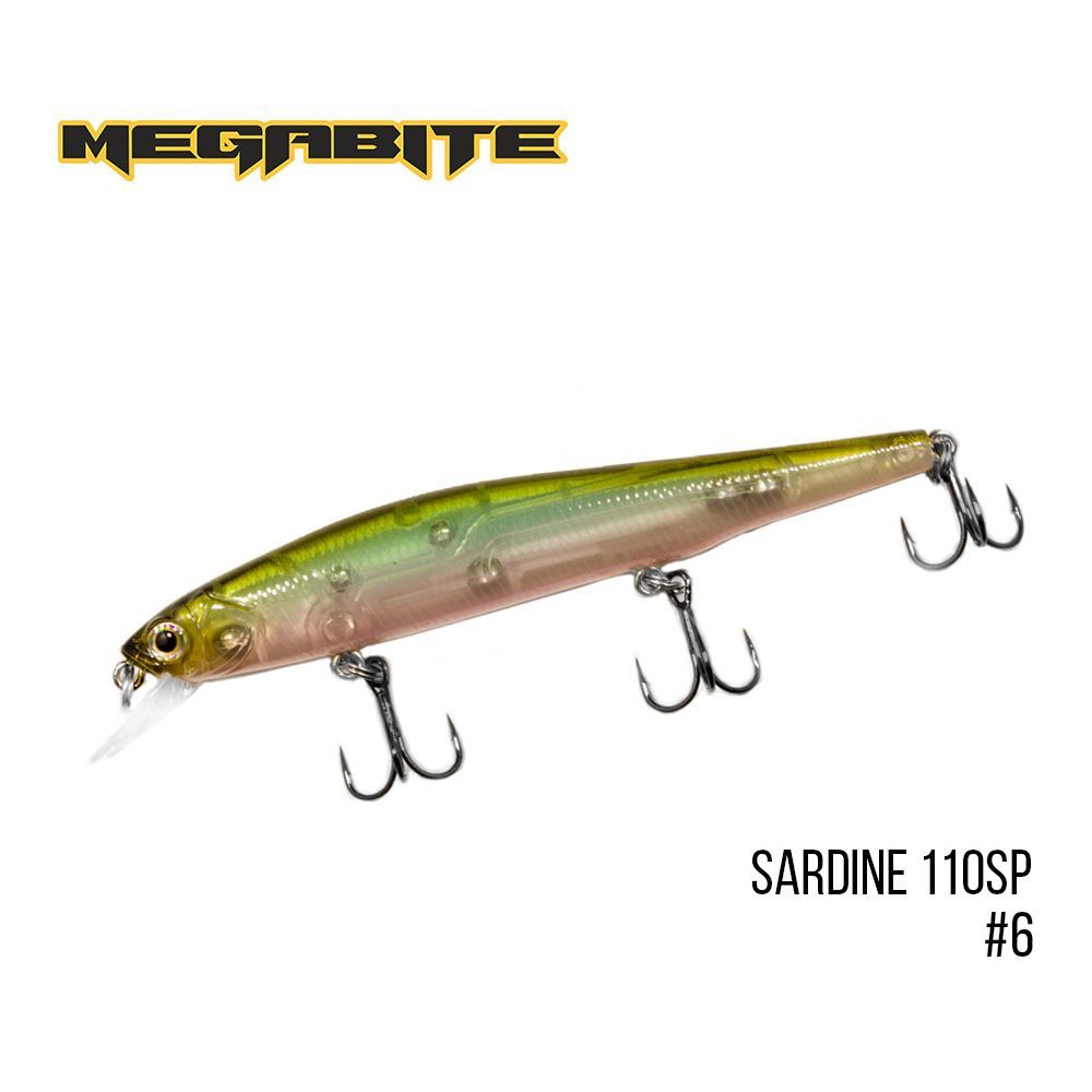 

Воблер Megabite Sardine 110SP (110 mm, 13.7 g, 1.2 m) (6)