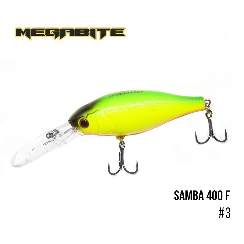 

Воблер Megabite Samba 400 F (70 мм, 17,5гр, 4 m) (3)