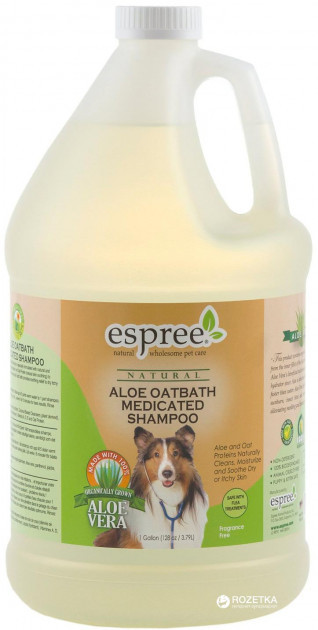 

Шампунь Espree Aloe Oatbath Medicated Shampoo с протеинами овса и алоэ вера для собак 3.79 л (e00127)