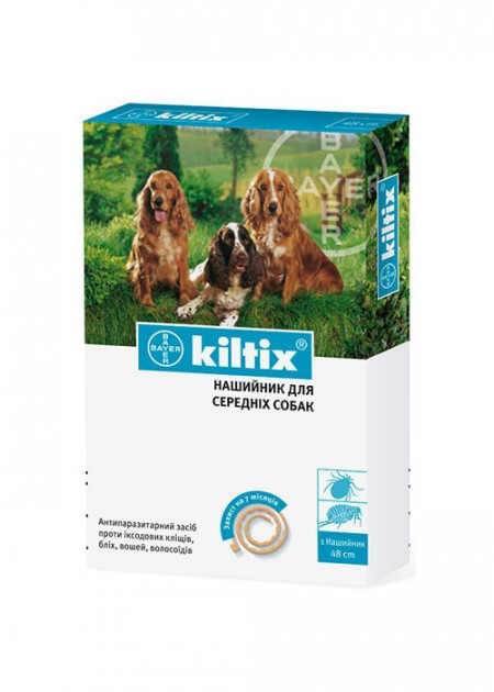 

Ошейник Bayer Kiltix от блох и клещей для собак средних пород 48 см